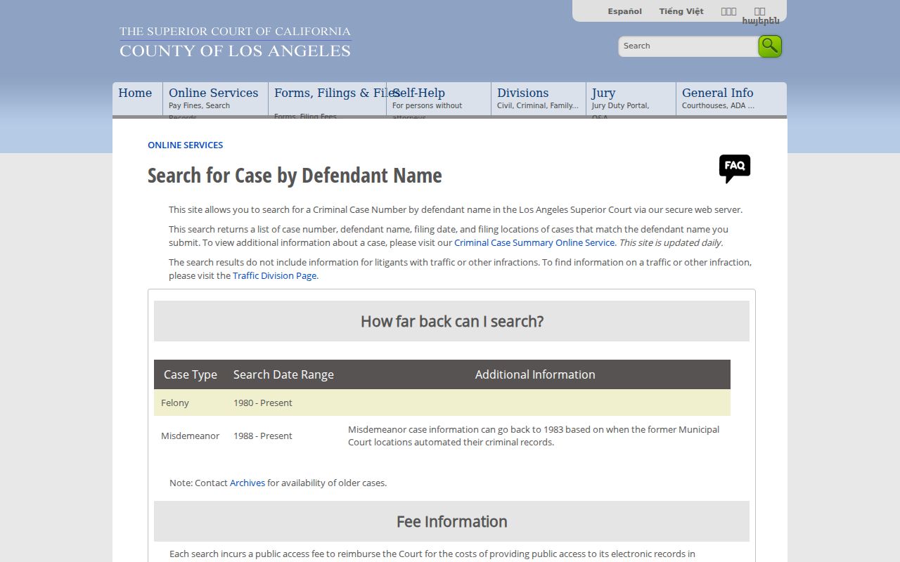 Norwalk people search Los Angeles criminal defendant index